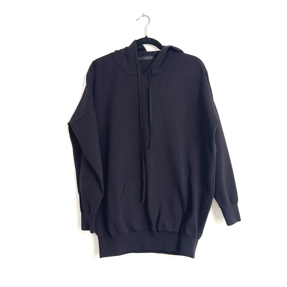LIVE THE PROCESS Black Oversized Hoodie Sweatshirt Small Bio Tech - S